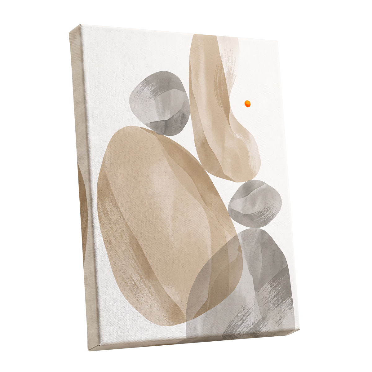 Quiet Forms in Ochre, beige, gray, white abstract wall art shown as a stretched canvas wall art