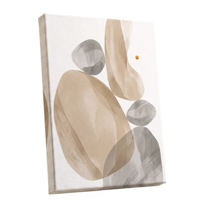 Quiet Forms in Ochre, beige, gray, white abstract wall art shown as a stretched canvas wall art