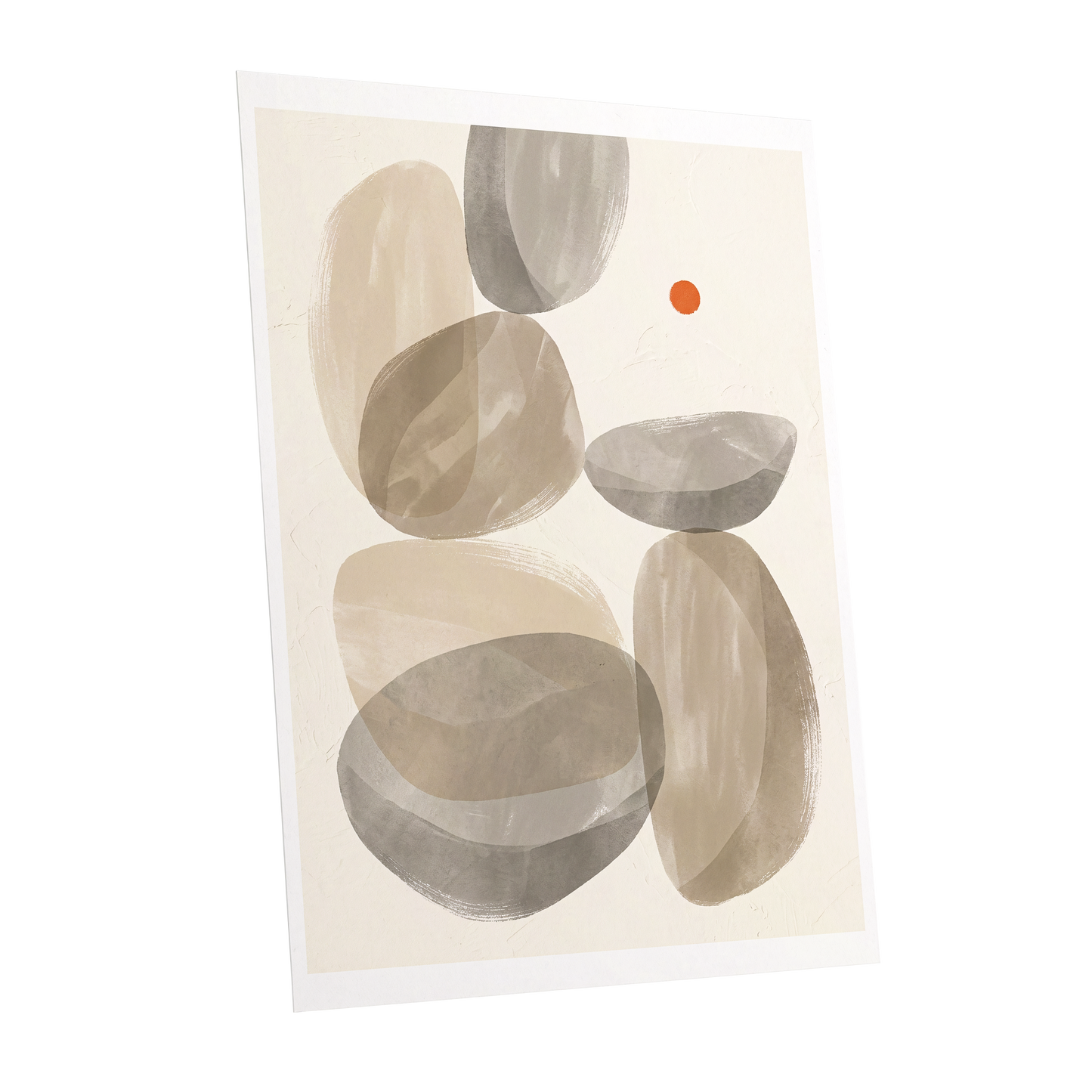 Quiet Forms in Ochre, beige, gray, orange abstract wall art shown as a unframed poster wall art print