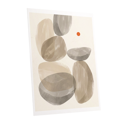 Quiet Forms in Ochre, beige, gray, orange abstract wall art shown as a unframed poster wall art print