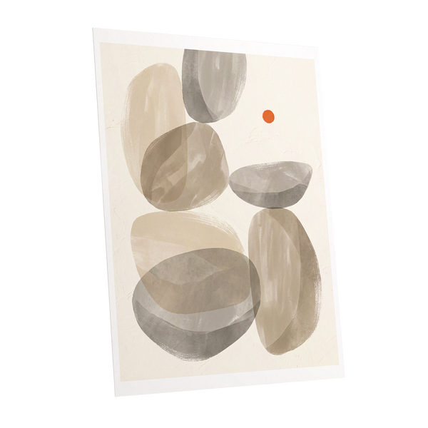 Quiet Forms in Ochre, beige, gray, orange abstract wall art shown as a unframed poster wall art print