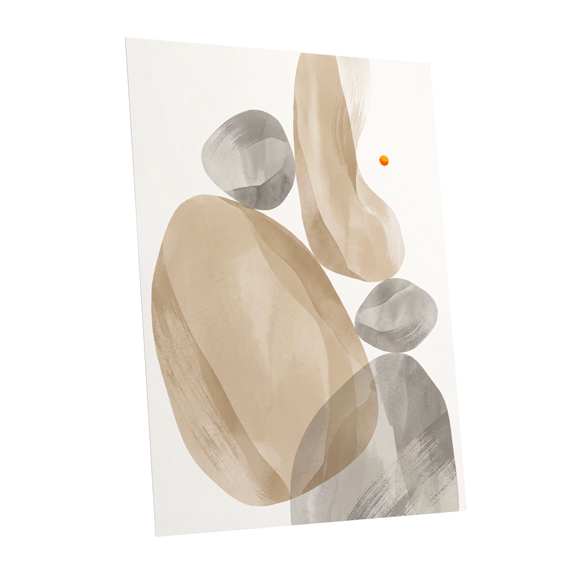 Quiet Forms in Ochre, beige, gray, white abstract wall art shown as a unframed poster wall art print