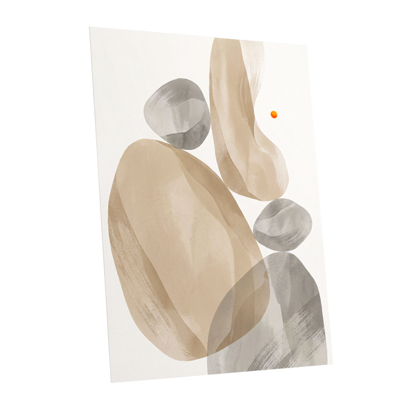 Quiet Forms in Ochre, beige, gray, white abstract wall art shown as a unframed poster wall art print