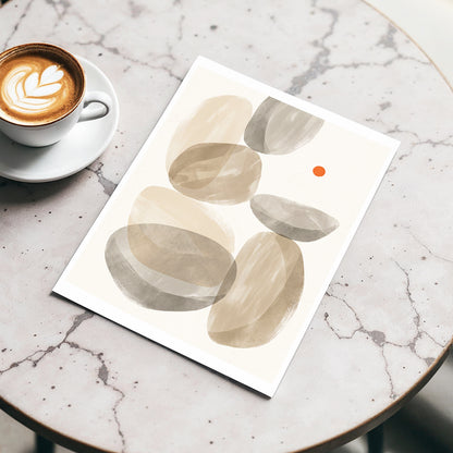 Quiet Forms in Ochre, beige, gray, orange abstract wall art displayed in a styled interior, gallery view 3
