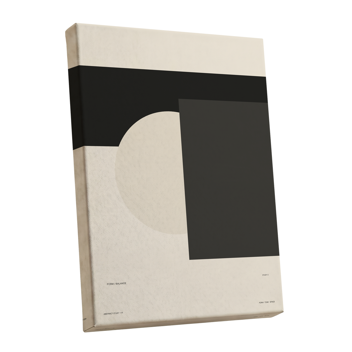 Quiet Geometry, beige, black, gray minimalist wall art shown as a stretched canvas wall art