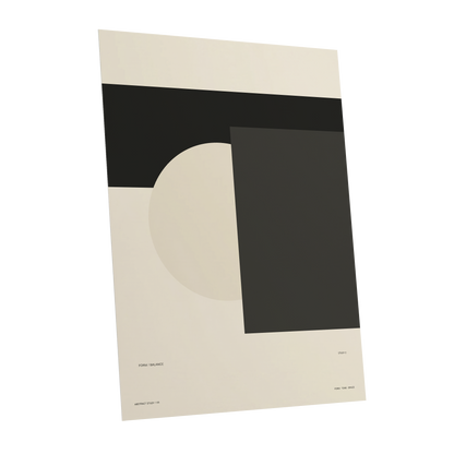 Quiet Geometry, beige, black, gray minimalist wall art shown as a unframed poster wall art print
