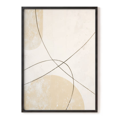 Quiet Intersections, white, beige, black minimalist wall art, front artwork view