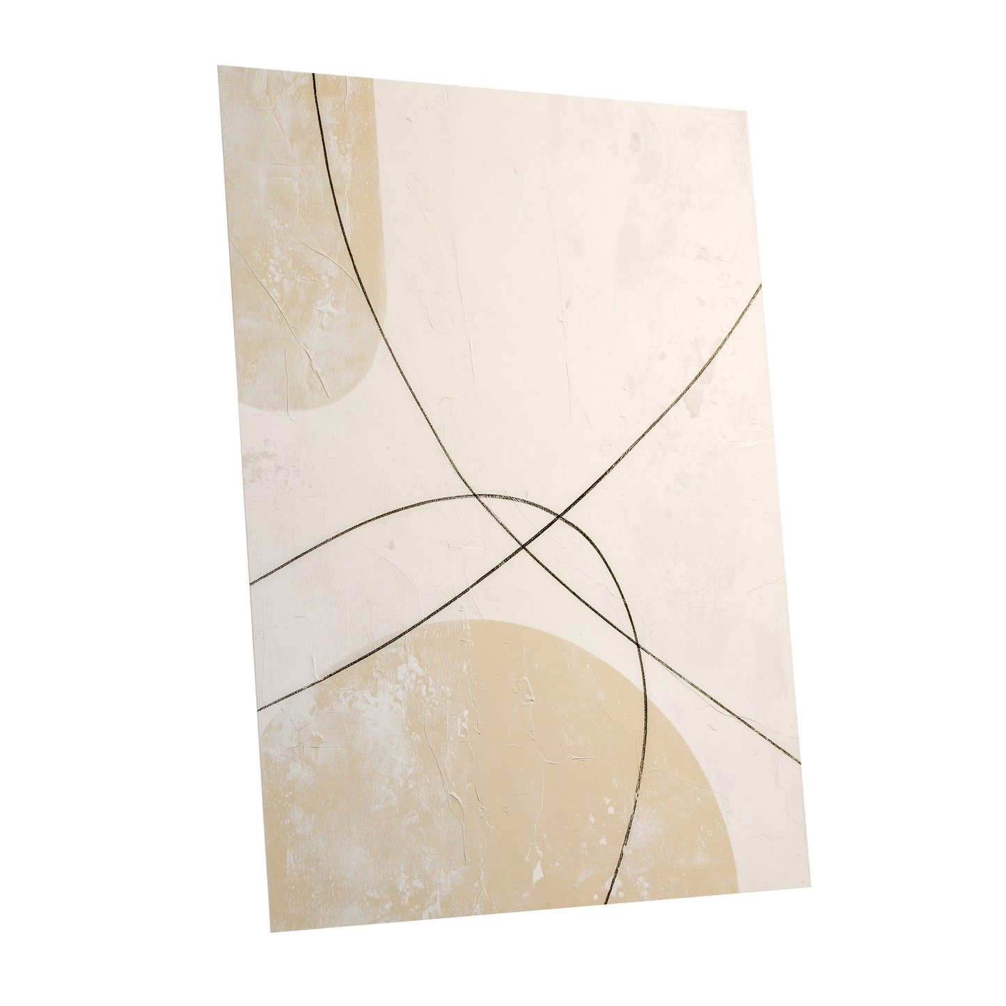 Quiet Intersections, white, beige, black minimalist wall art shown as a unframed poster wall art print