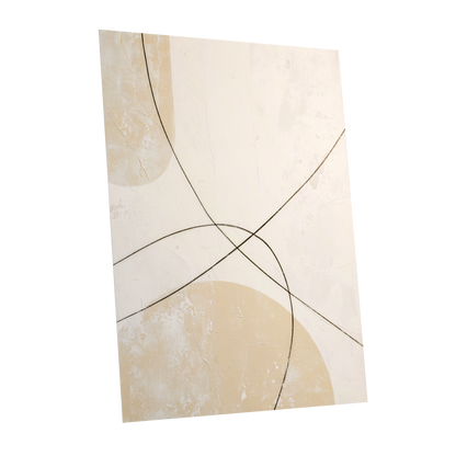 Quiet Intersections, white, beige, black minimalist wall art shown as a unframed poster wall art print