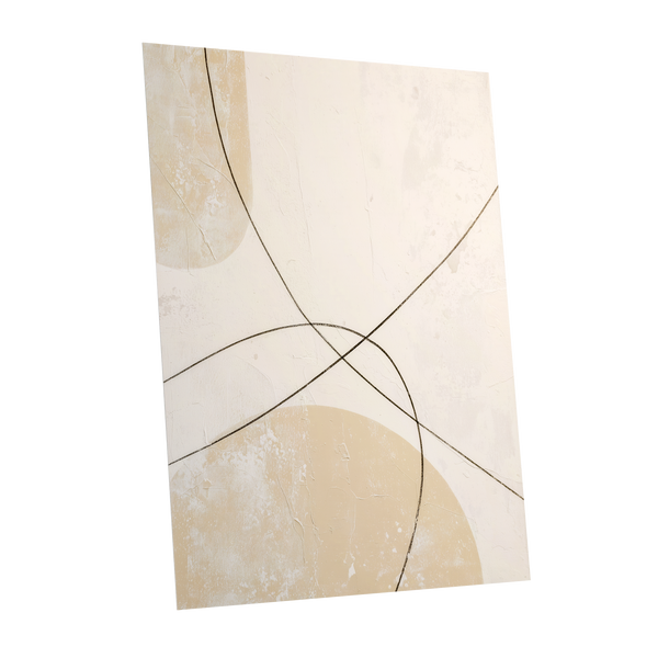 Quiet Intersections, white, beige, black minimalist wall art shown as a unframed poster wall art print
