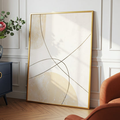 Quiet Intersections, white, beige, black minimalist wall art displayed in a styled interior, gallery view 2