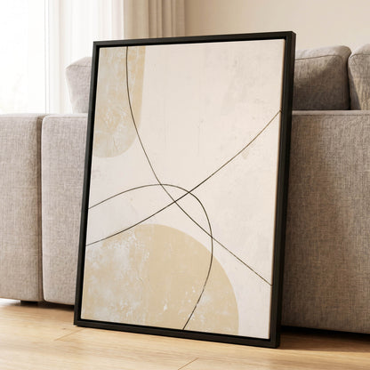 Quiet Intersections, white, beige, black minimalist wall art displayed in a styled interior, gallery view 4