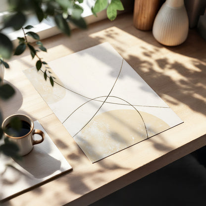 Quiet Intersections, white, beige, black minimalist wall art displayed in a styled interior, gallery view 5