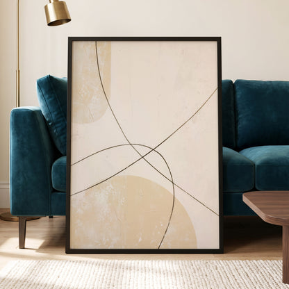 Quiet Intersections, white, beige, black minimalist wall art displayed in a styled interior, gallery view 6
