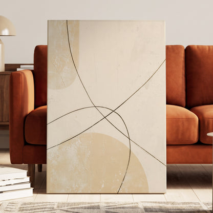 Quiet Intersections, white, beige, black minimalist wall art displayed in a styled interior, gallery view 7