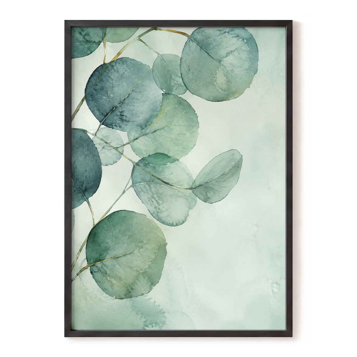 Quiet Leaflight, green, blue, white nature wall art, front artwork view