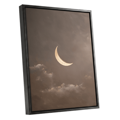 Quiet Lunar Drift – black framed canvas option