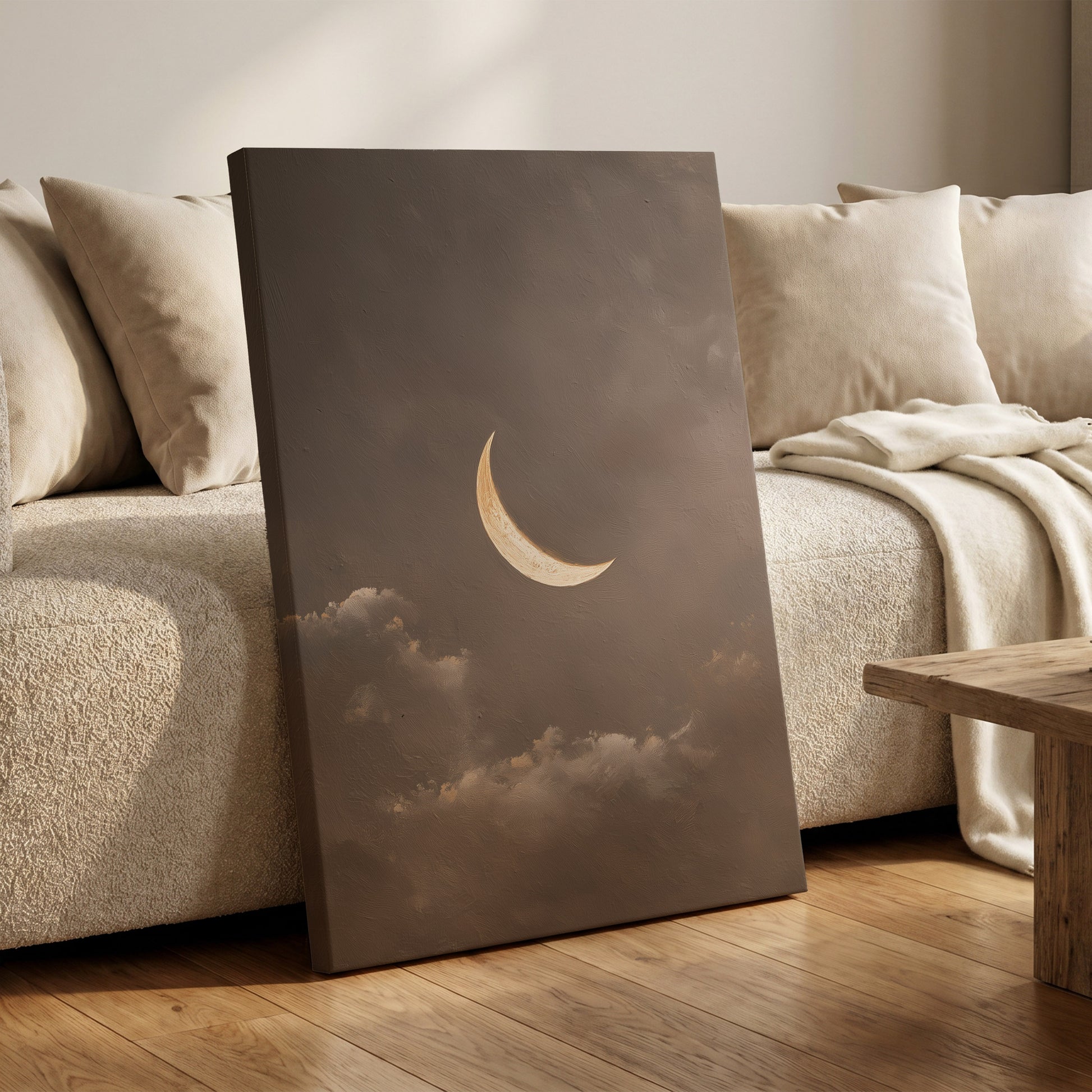 Quiet Lunar Drift – canvas wall art in a styled interior, gallery view 1