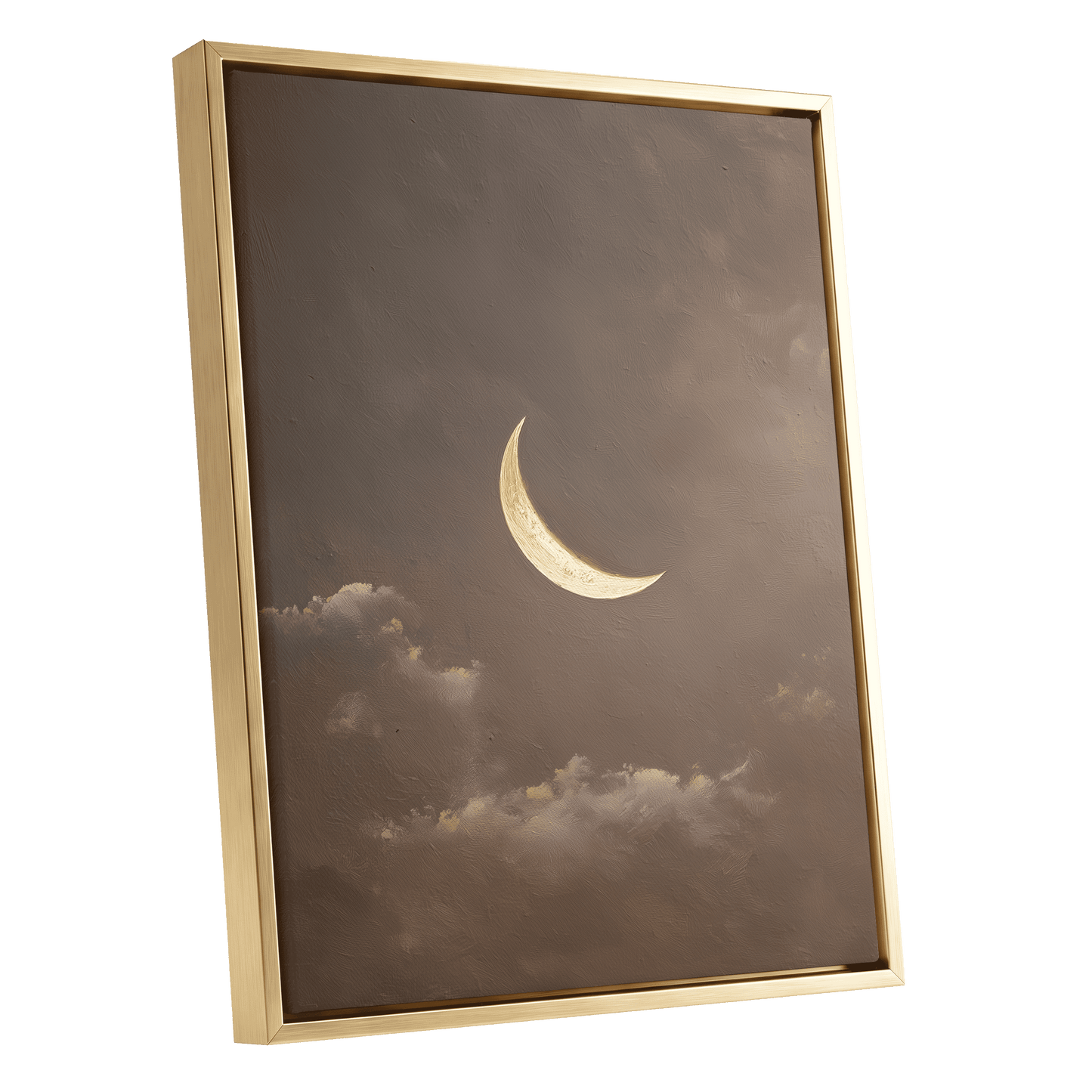 Quiet Lunar Drift – gold framed canvas option