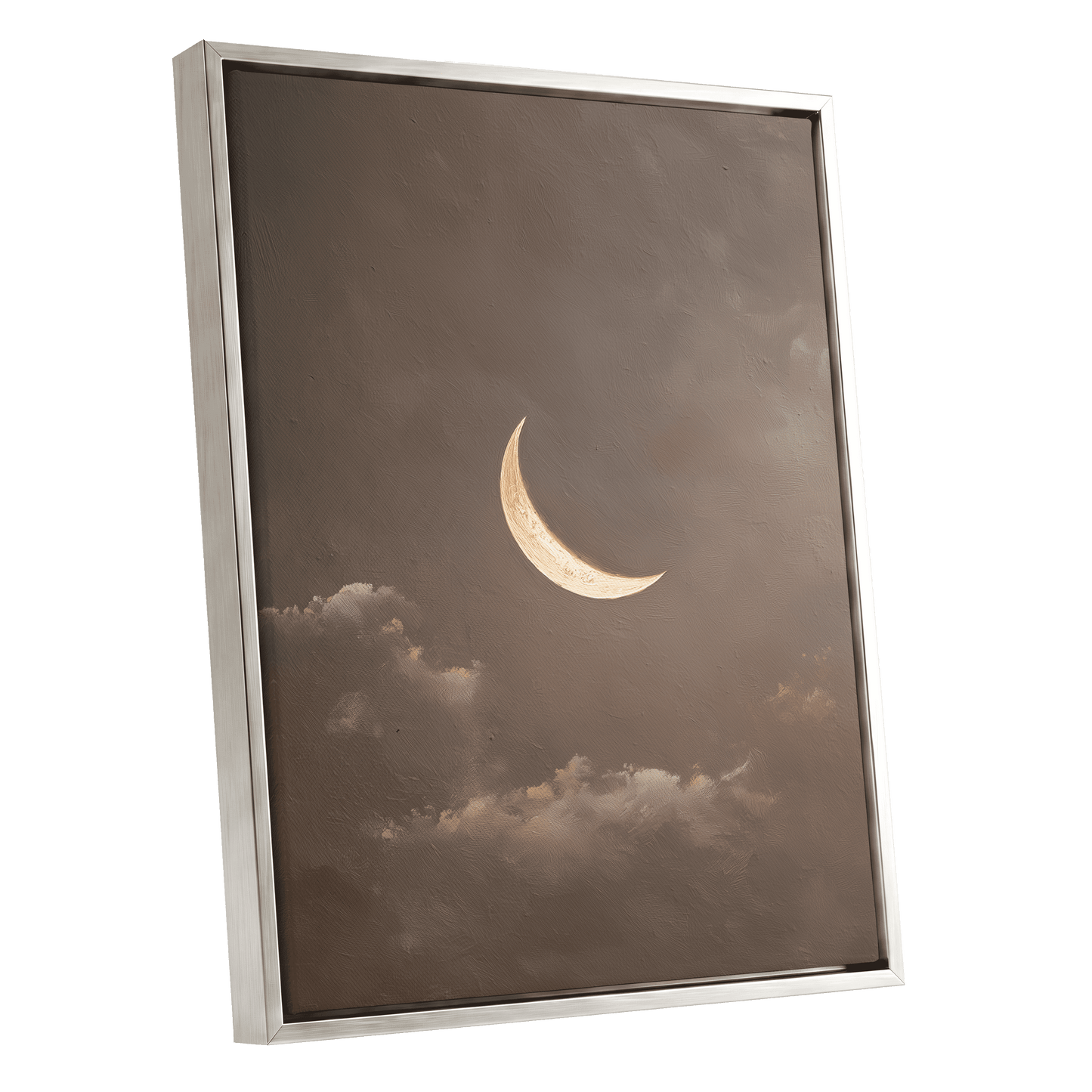 Quiet Lunar Drift – silver framed canvas option