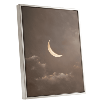 Quiet Lunar Drift – silver framed canvas option