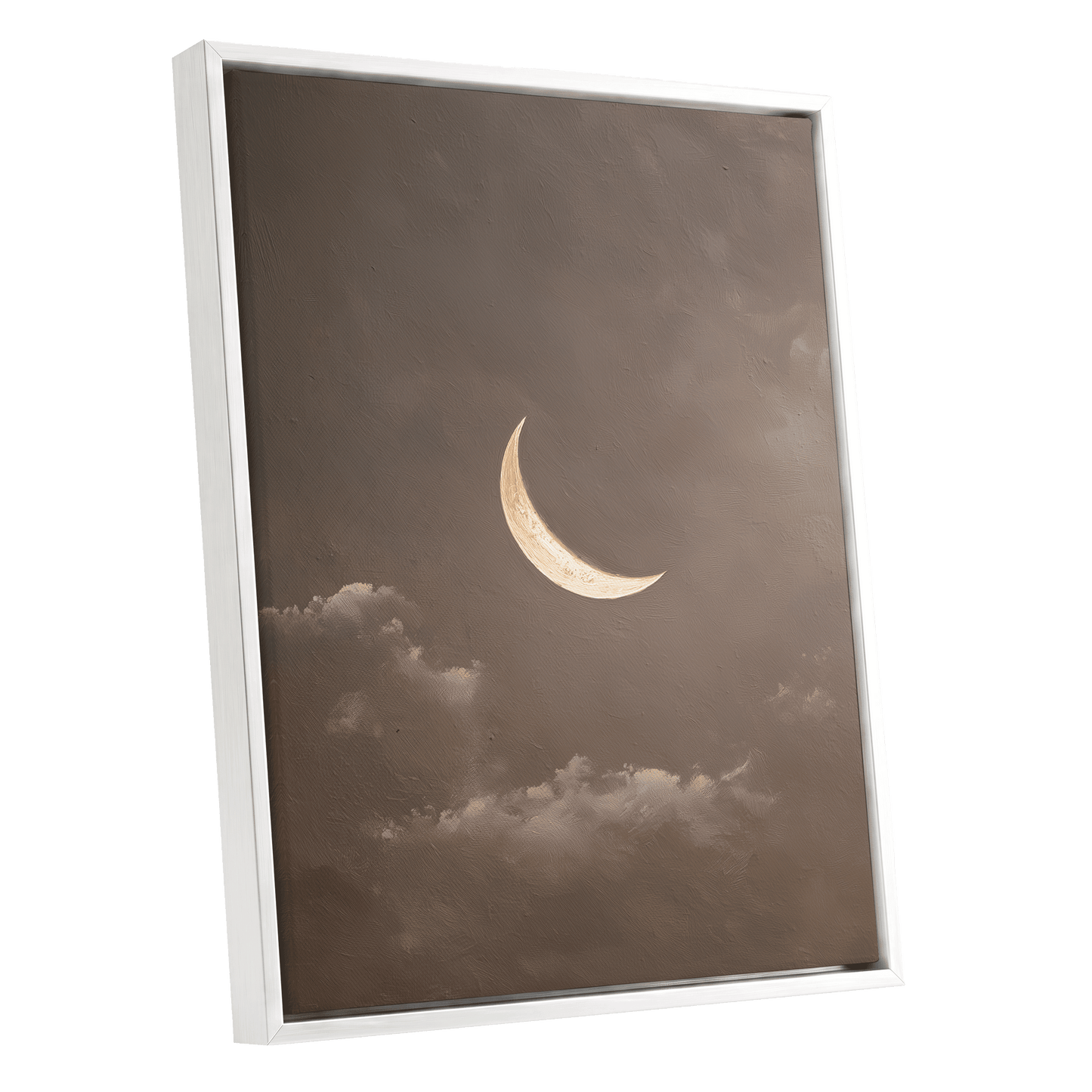 Quiet Lunar Drift – white framed canvas option