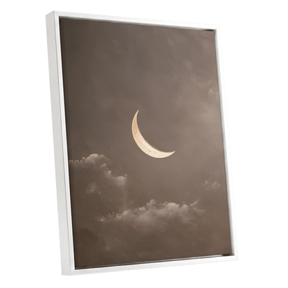 Quiet Lunar Drift – white framed canvas option