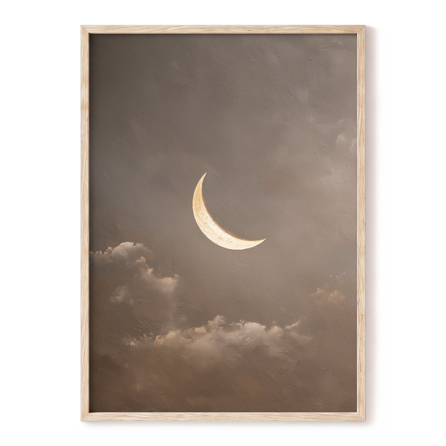 Quiet Lunar Drift – brown, gold, beige nature wall art, front view