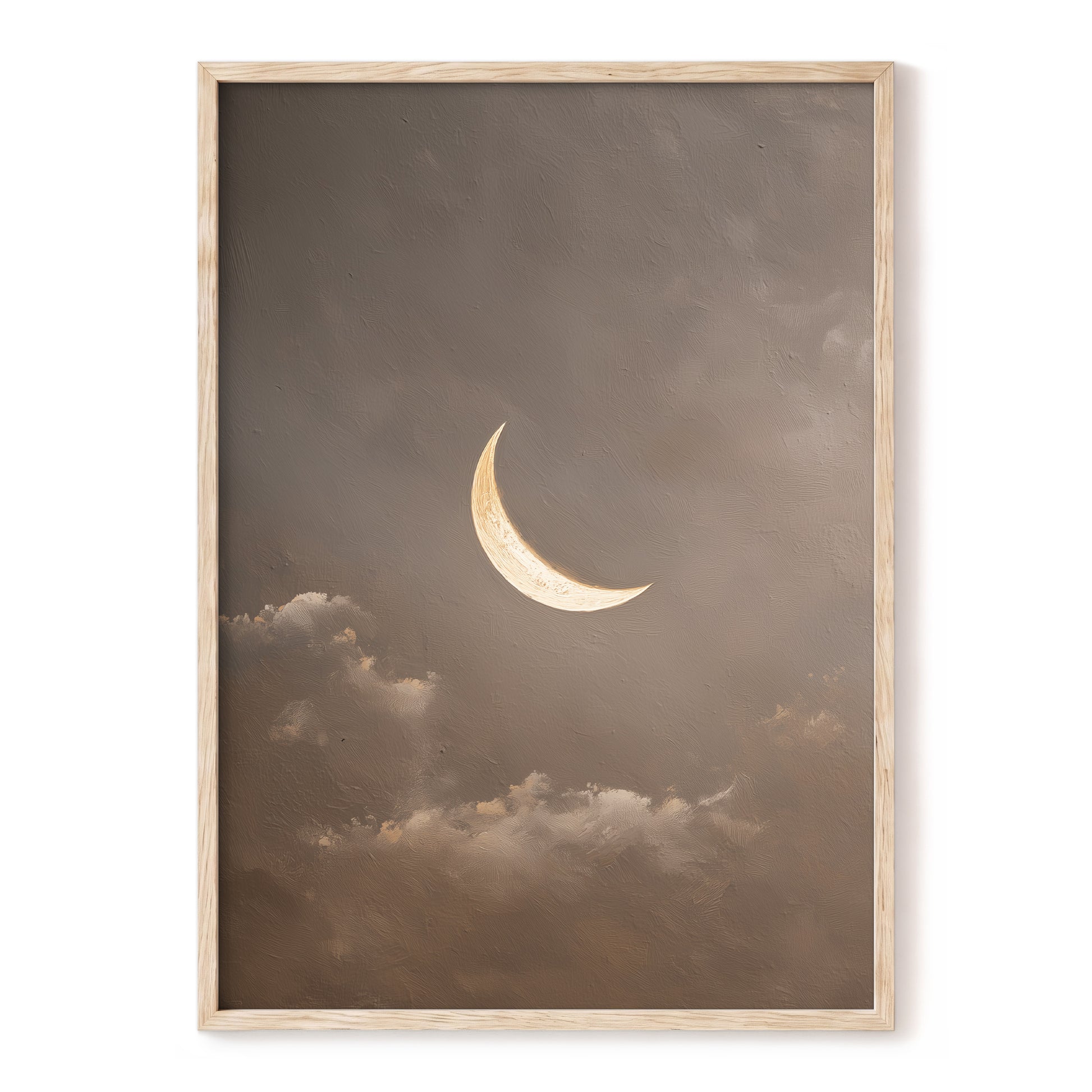 Quiet Lunar Drift – brown, gold, beige nature wall art, front view