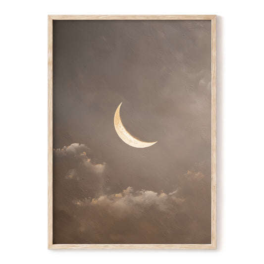 Quiet Lunar Drift – brown, gold, beige nature wall art, front view