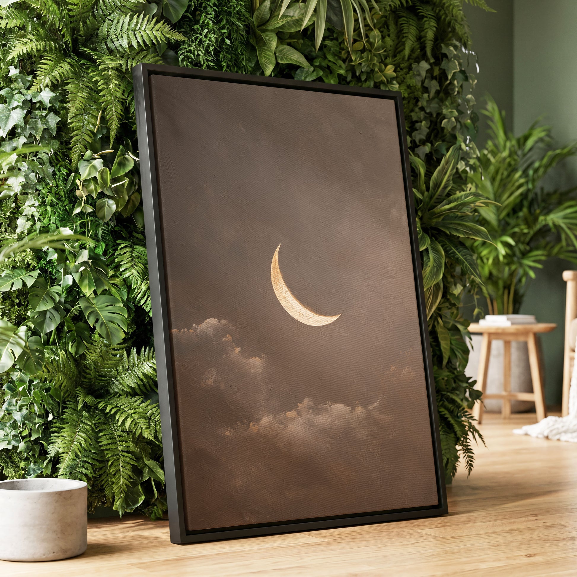 Quiet Lunar Drift – wall art displayed in a styled interior, gallery view 1
