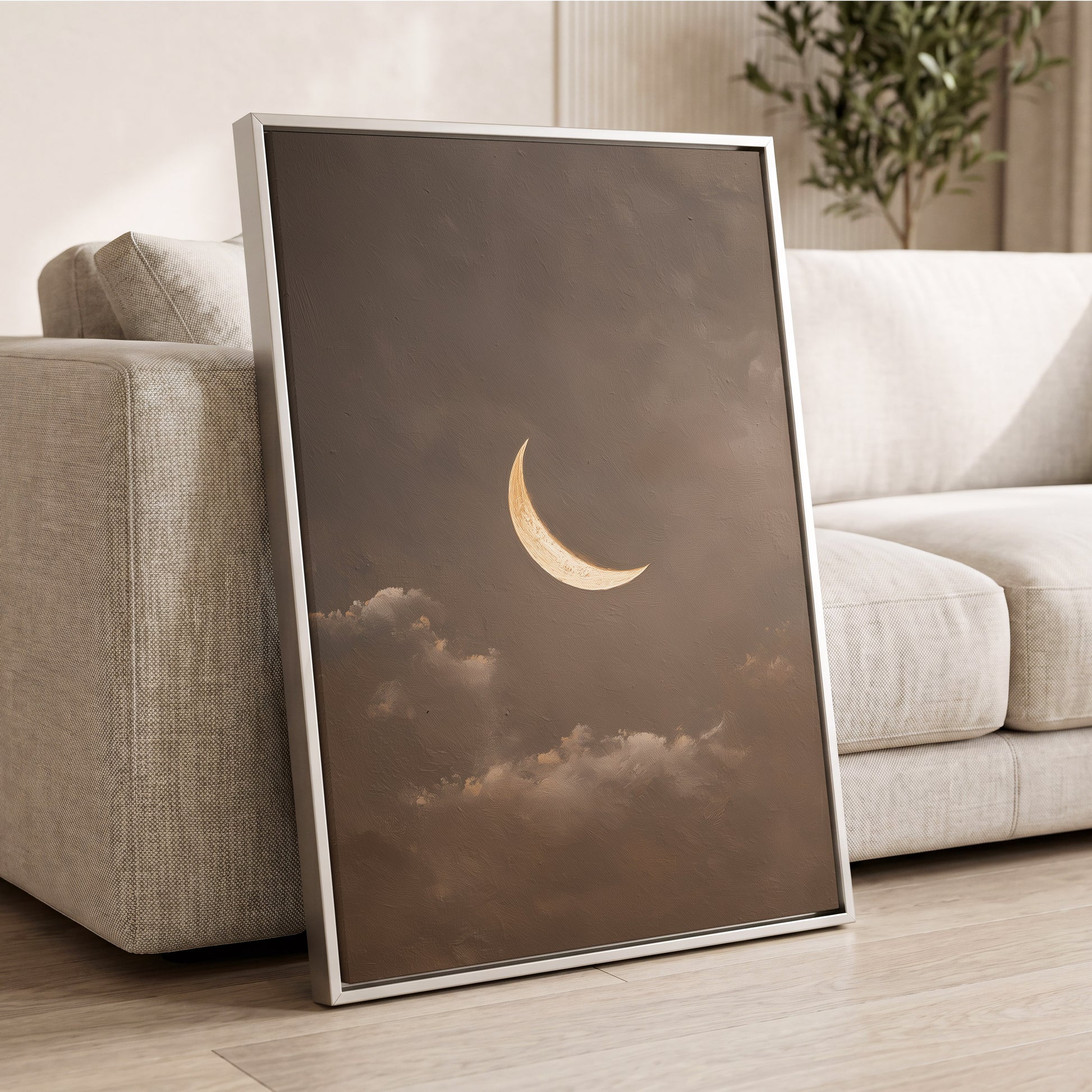 Quiet Lunar Drift – wall art displayed in a styled interior, gallery view 2
