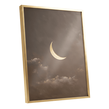 Quiet Lunar Drift – gold framed poster option