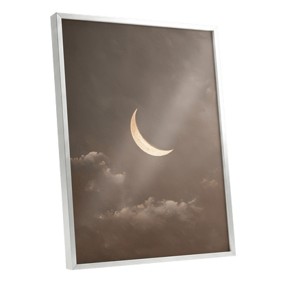 Quiet Lunar Drift – silver framed poster option