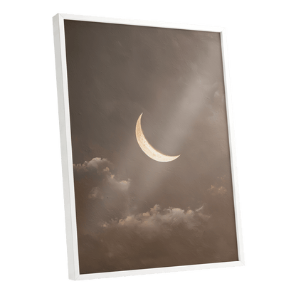 Quiet Lunar Drift – white framed poster option