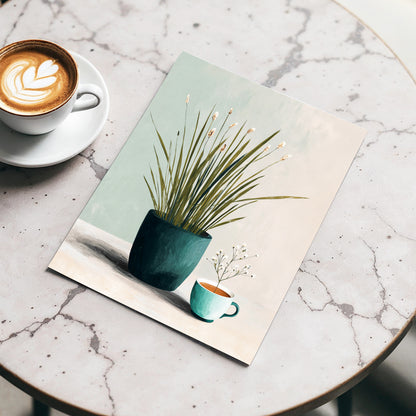 Quiet Morning Botanicals, green, beige, white floral wall art displayed in a styled interior, gallery view 3