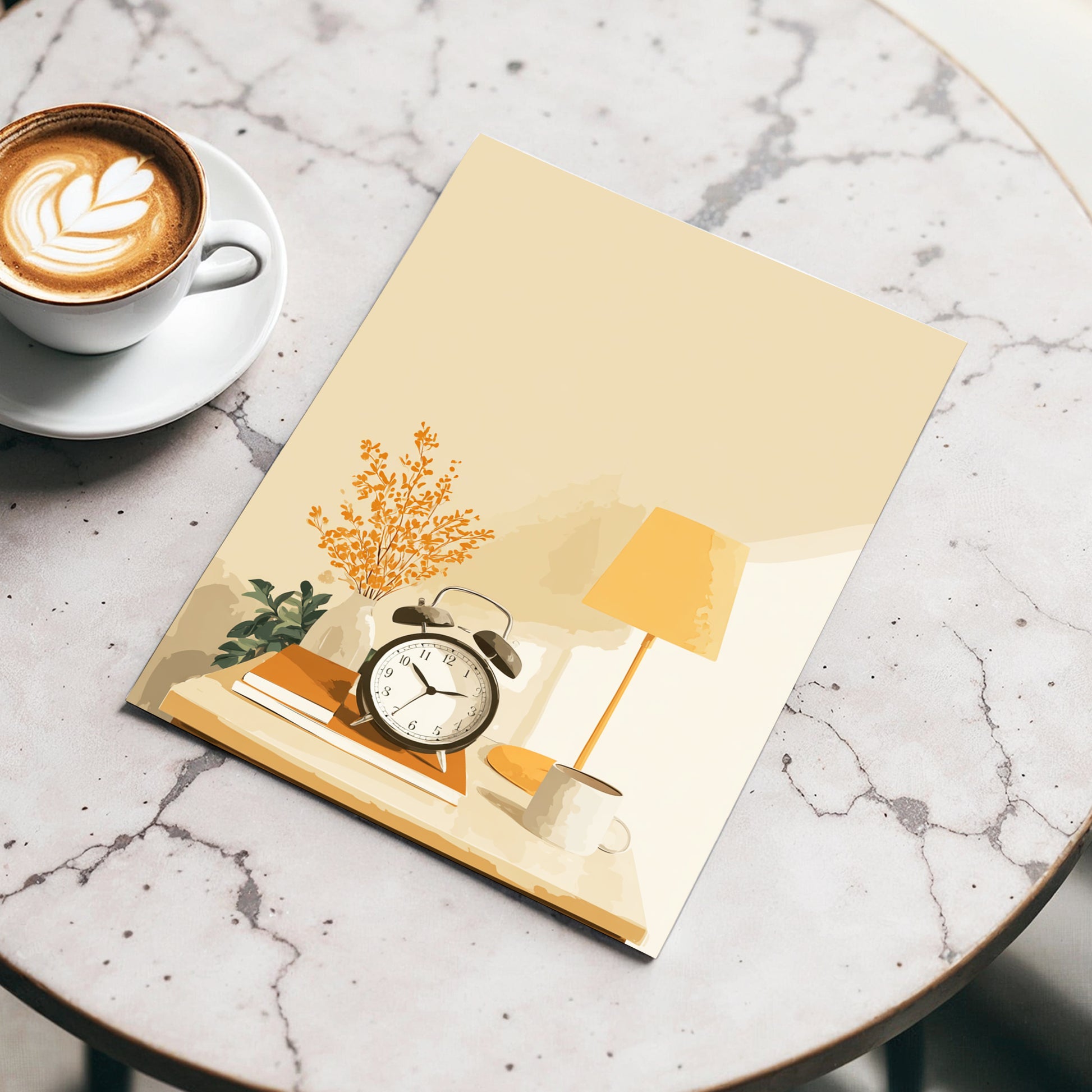 Quiet Morning Still Life, beige, orange, brown minimalist wall art displayed in a styled interior, gallery view 3