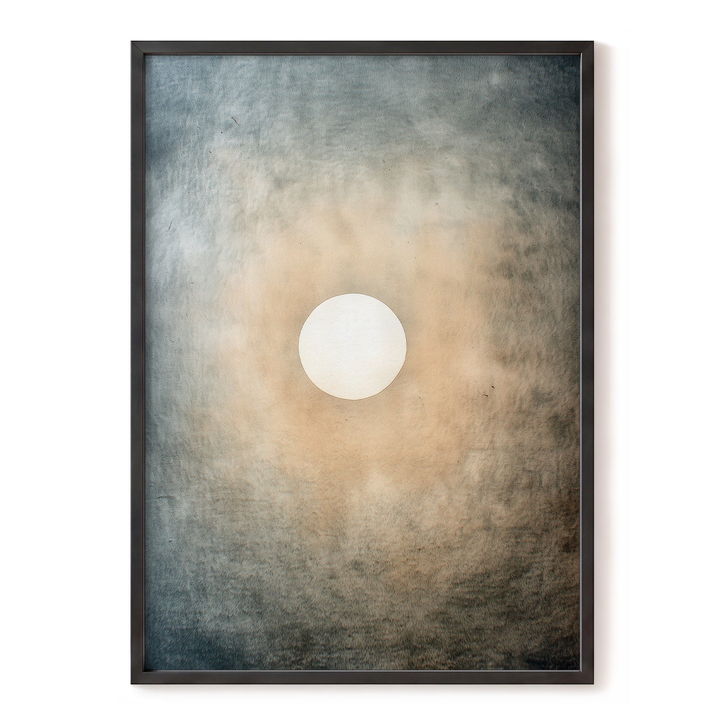 Quiet Orbit – blue, gray, beige minimalist wall art, front view