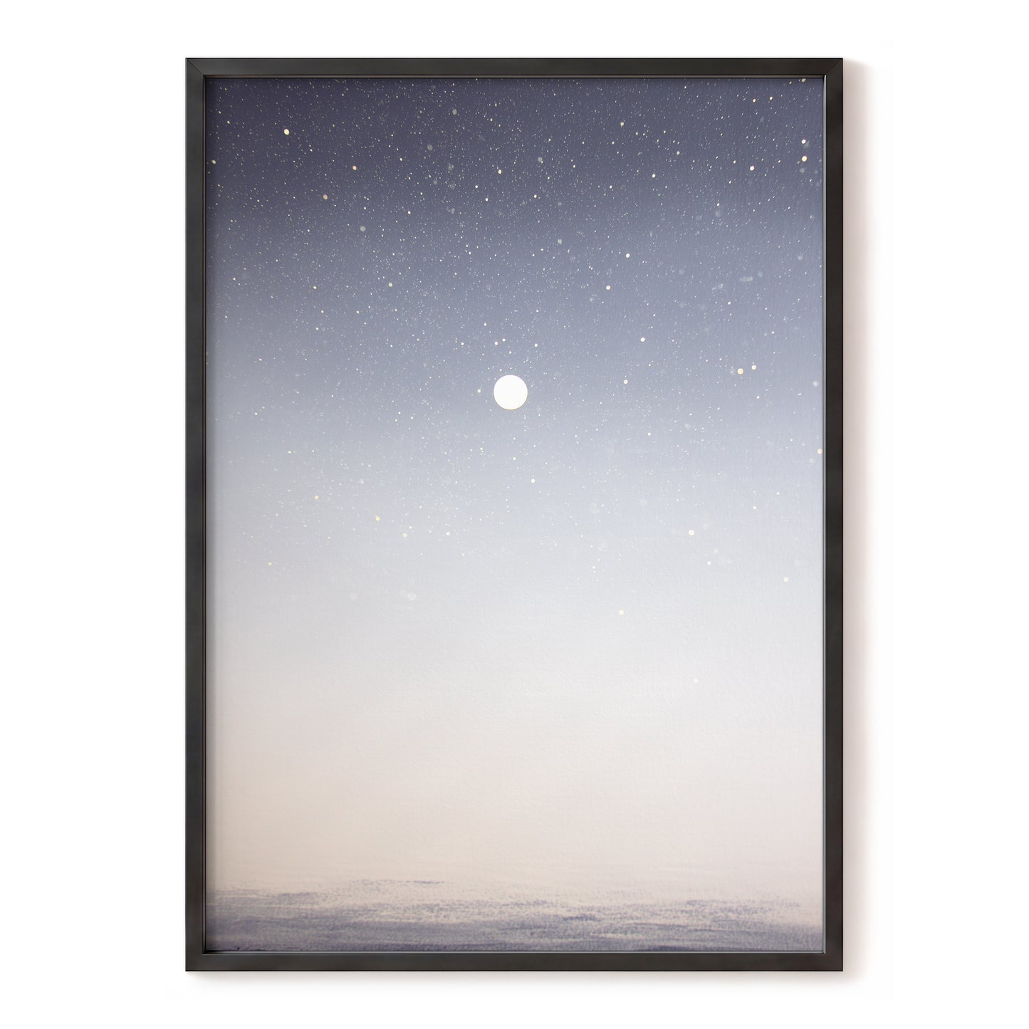 Quiet Orbit, gray, white, gold nature wall art, front artwork view