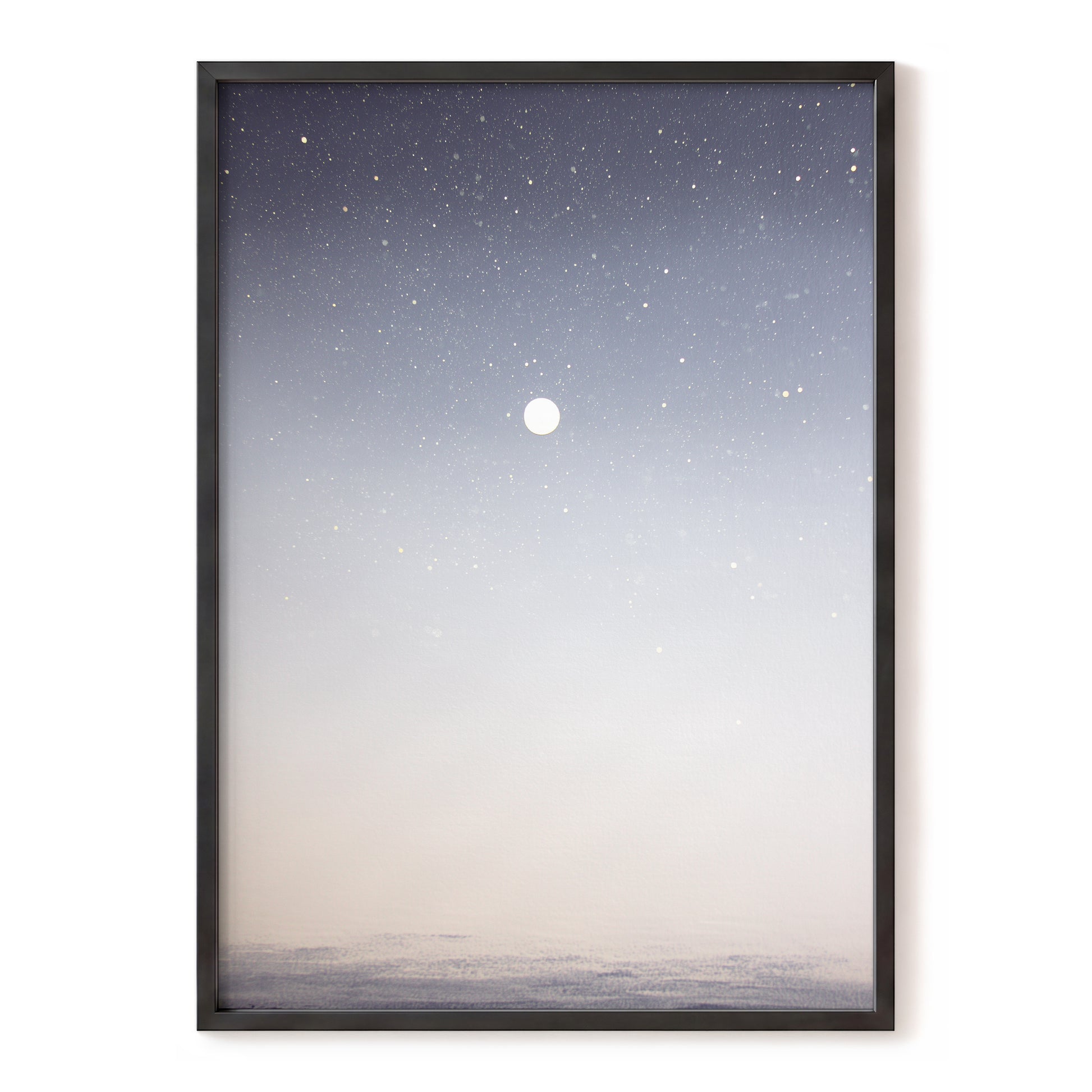 Quiet Orbit, gray, white, gold nature wall art, front artwork view