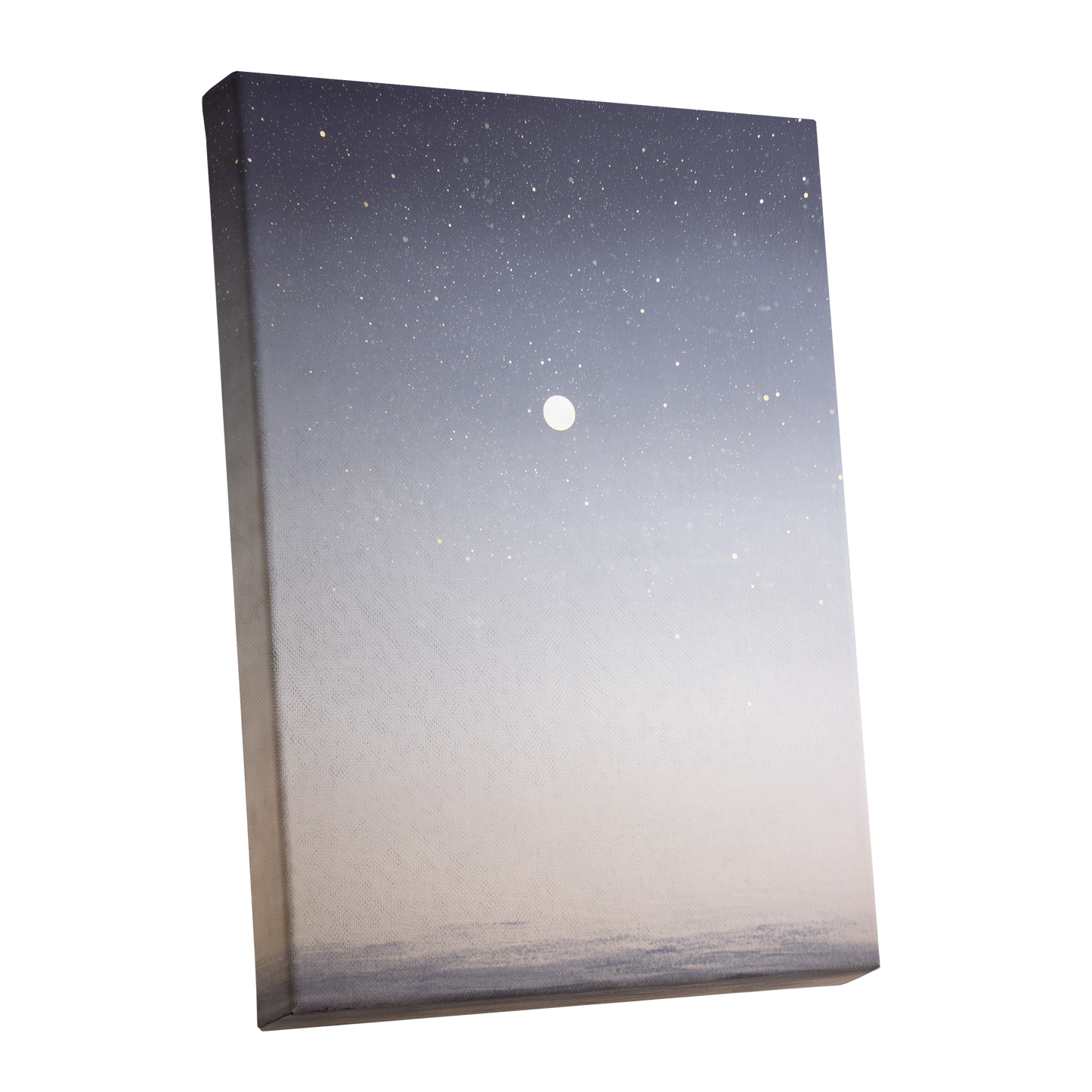 Quiet Orbit, gray, white, gold nature wall art shown as a stretched canvas wall art