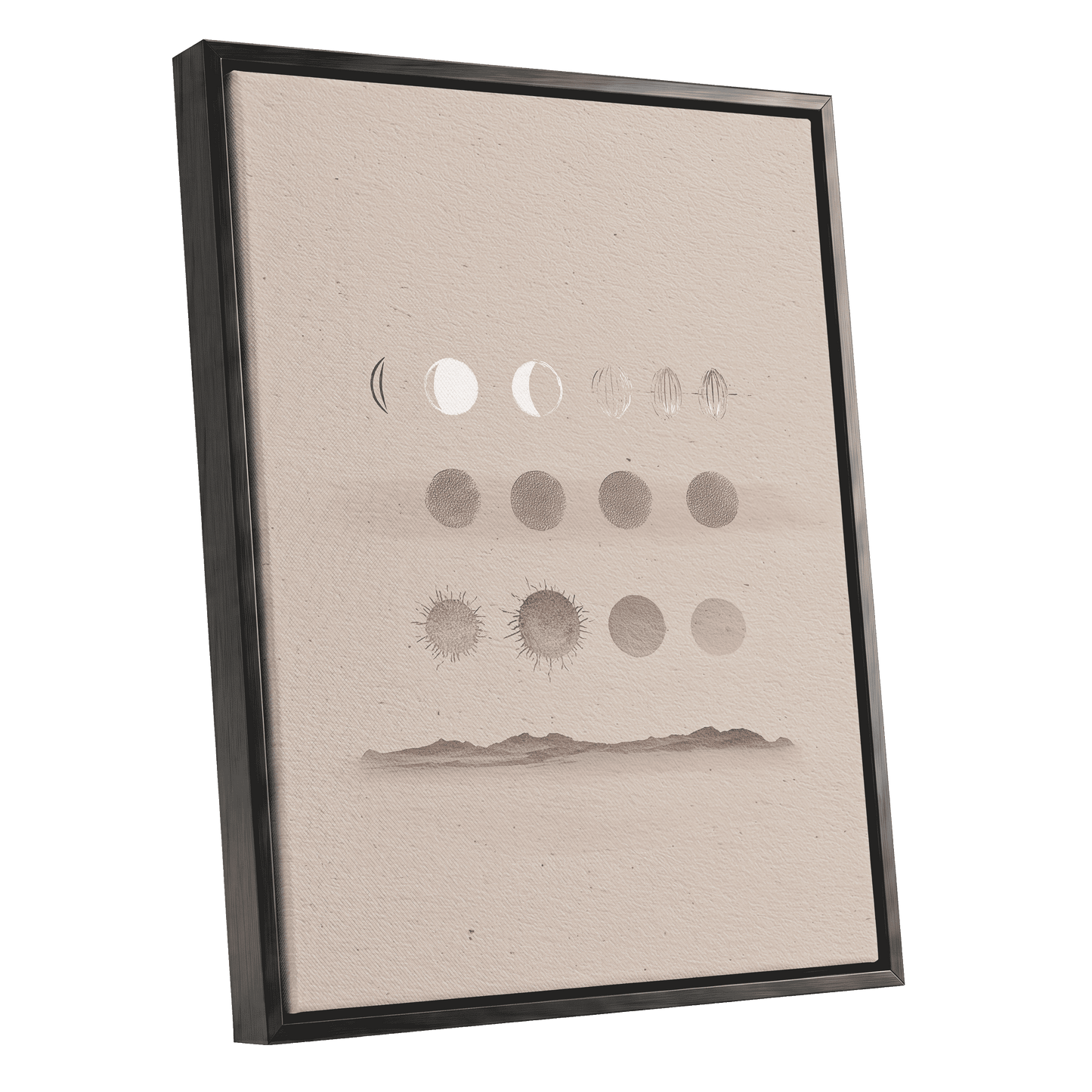 Quiet Orbit Study – black framed canvas option