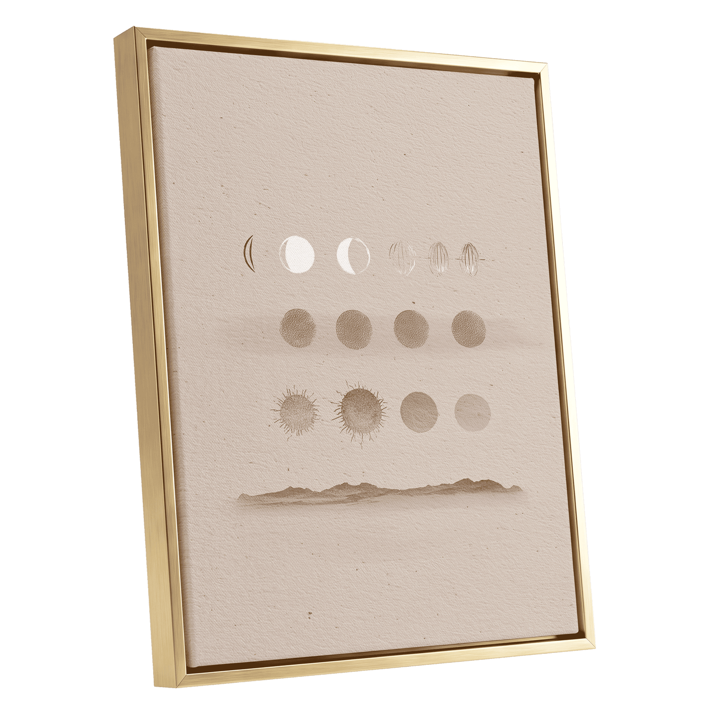 Quiet Orbit Study – gold framed canvas option