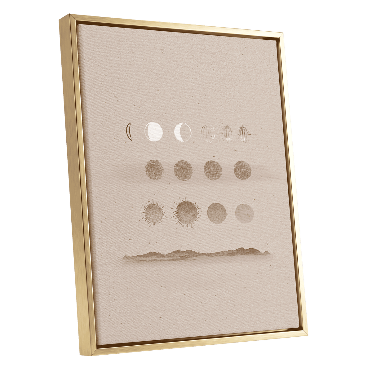 Quiet Orbit Study – gold framed canvas option