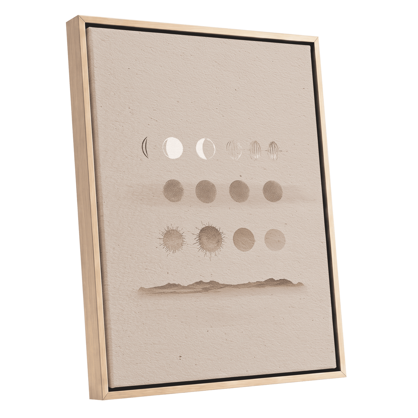 Quiet Orbit Study – oak framed canvas option