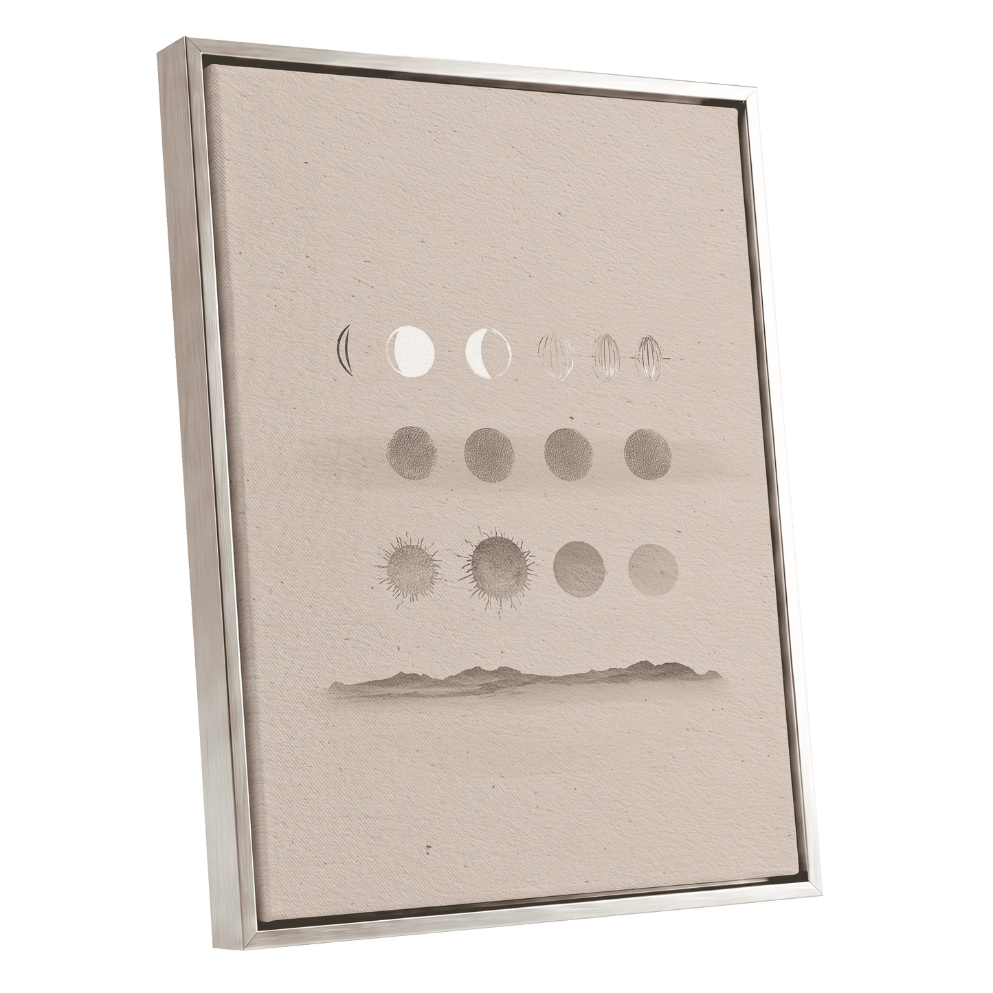 Quiet Orbit Study – silver framed canvas option