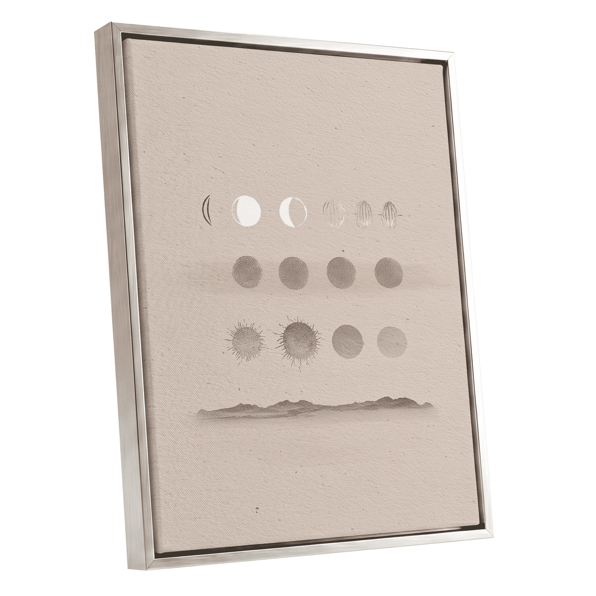 Quiet Orbit Study – silver framed canvas option