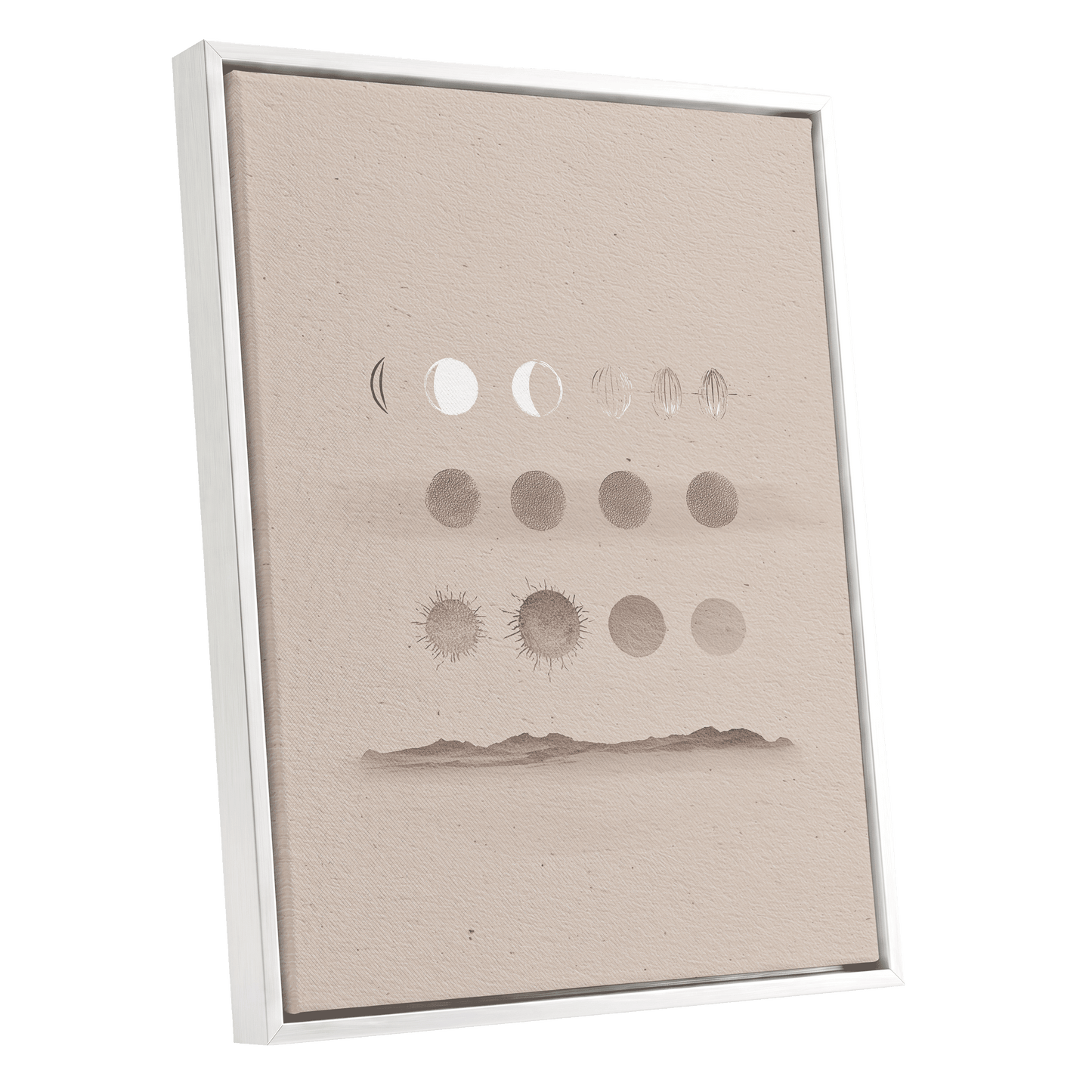 Quiet Orbit Study – white framed canvas option