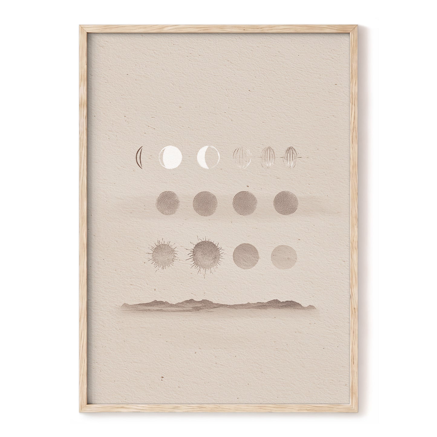 Quiet Orbit Study – beige, brown, white nature wall art, front view