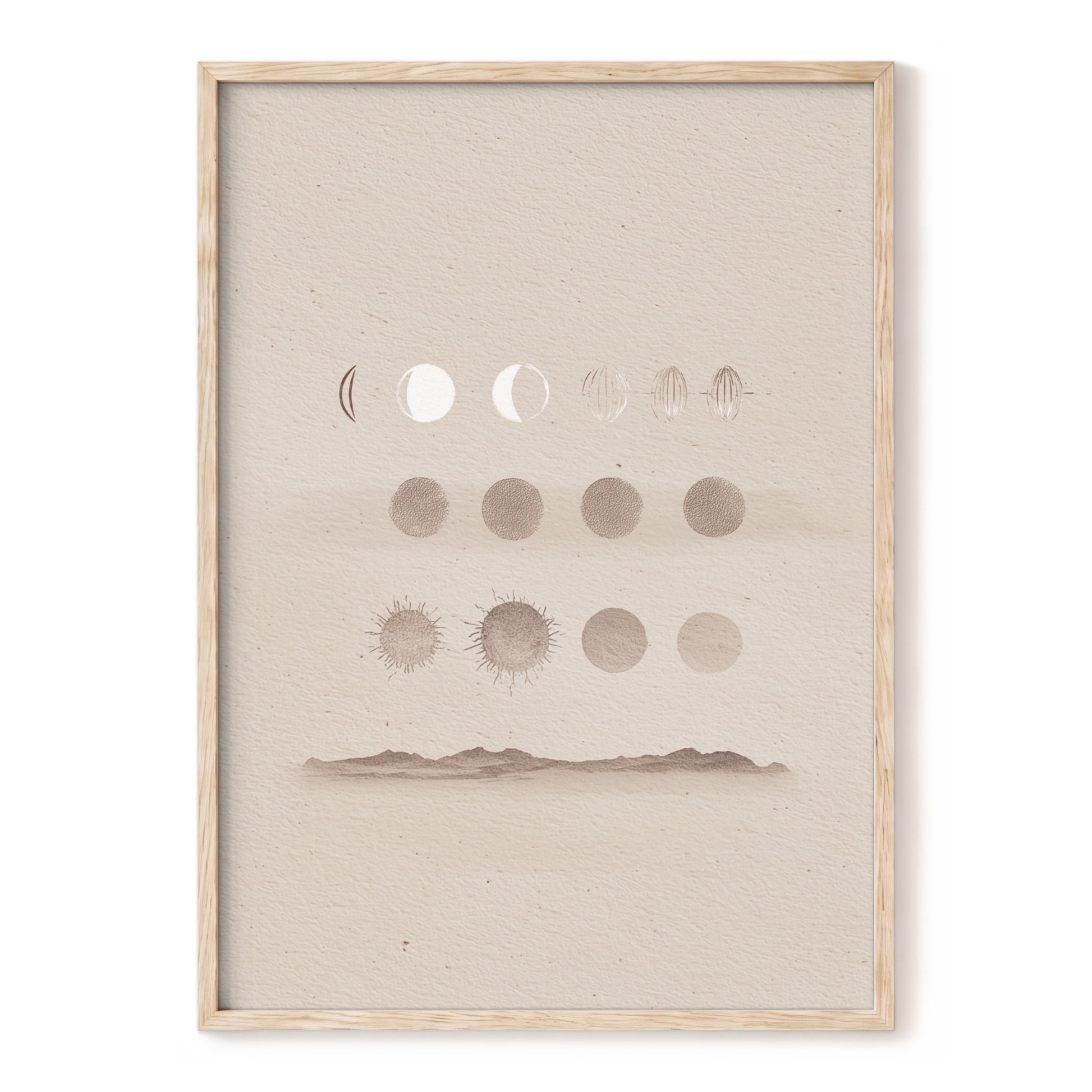 Quiet Orbit Study – beige, brown, white nature wall art, front view